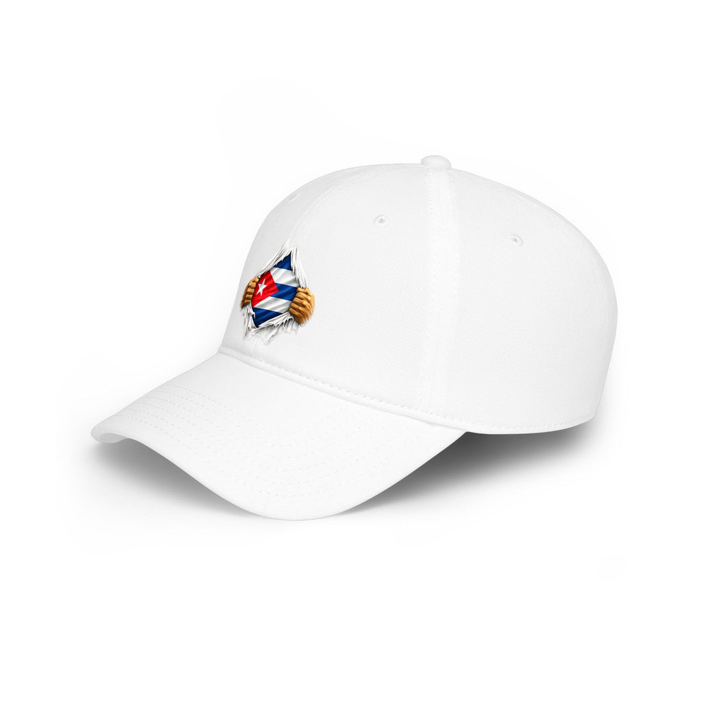 Cuban Ripped Chest Distressed Flag Trucker Hat — Low Profile Baseball Cap