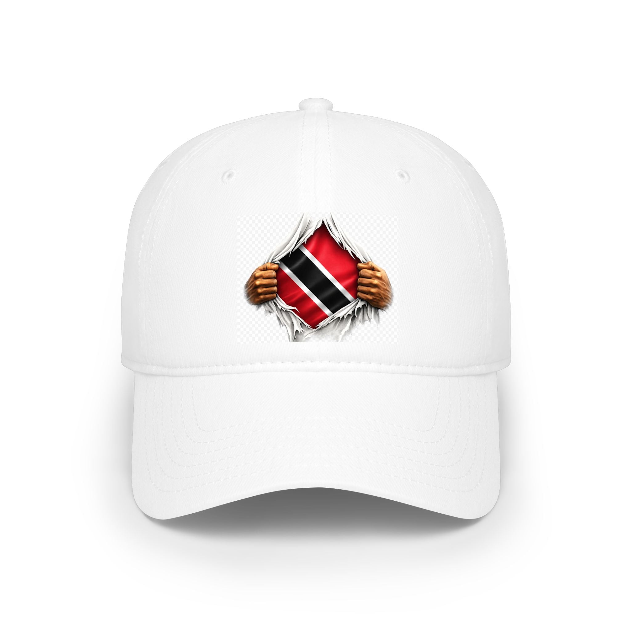 Trinidad Distressed Flag Low Profile Baseball Cap — Ripped Chest Trucker Hat