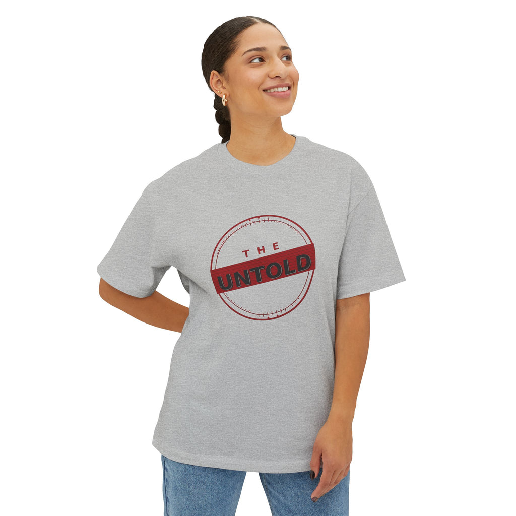 Untold Stamp Graphic Tee — Oversized Boxy Unisex T-Shirt
