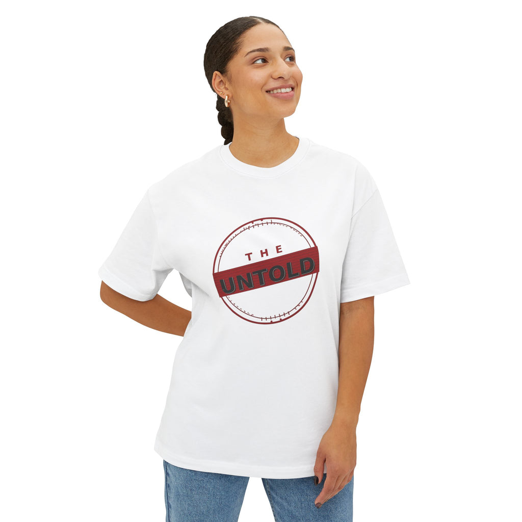 Untold Stamp Graphic Tee — Oversized Boxy Unisex T-Shirt