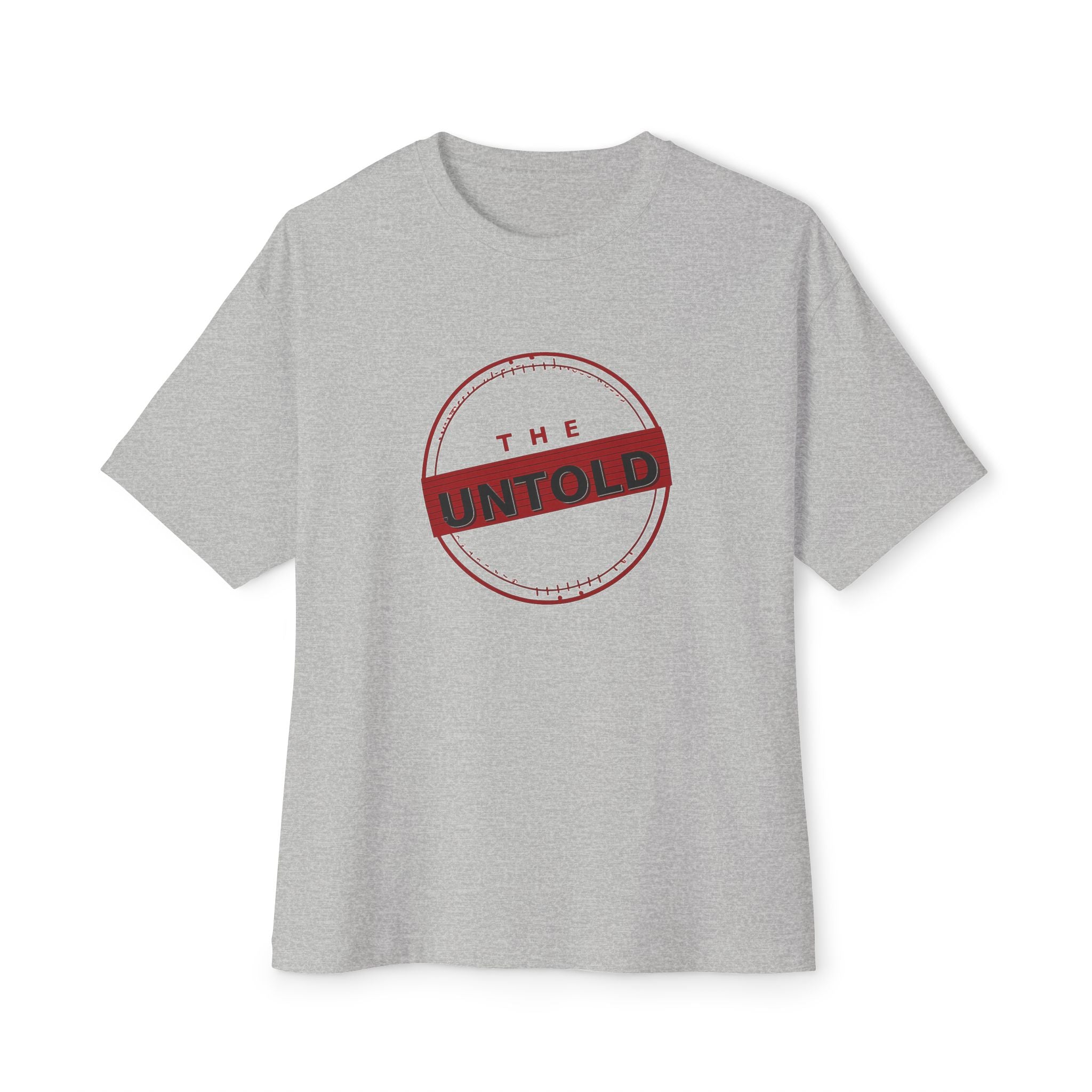 Untold Stamp Graphic Tee — Oversized Boxy Unisex T-Shirt
