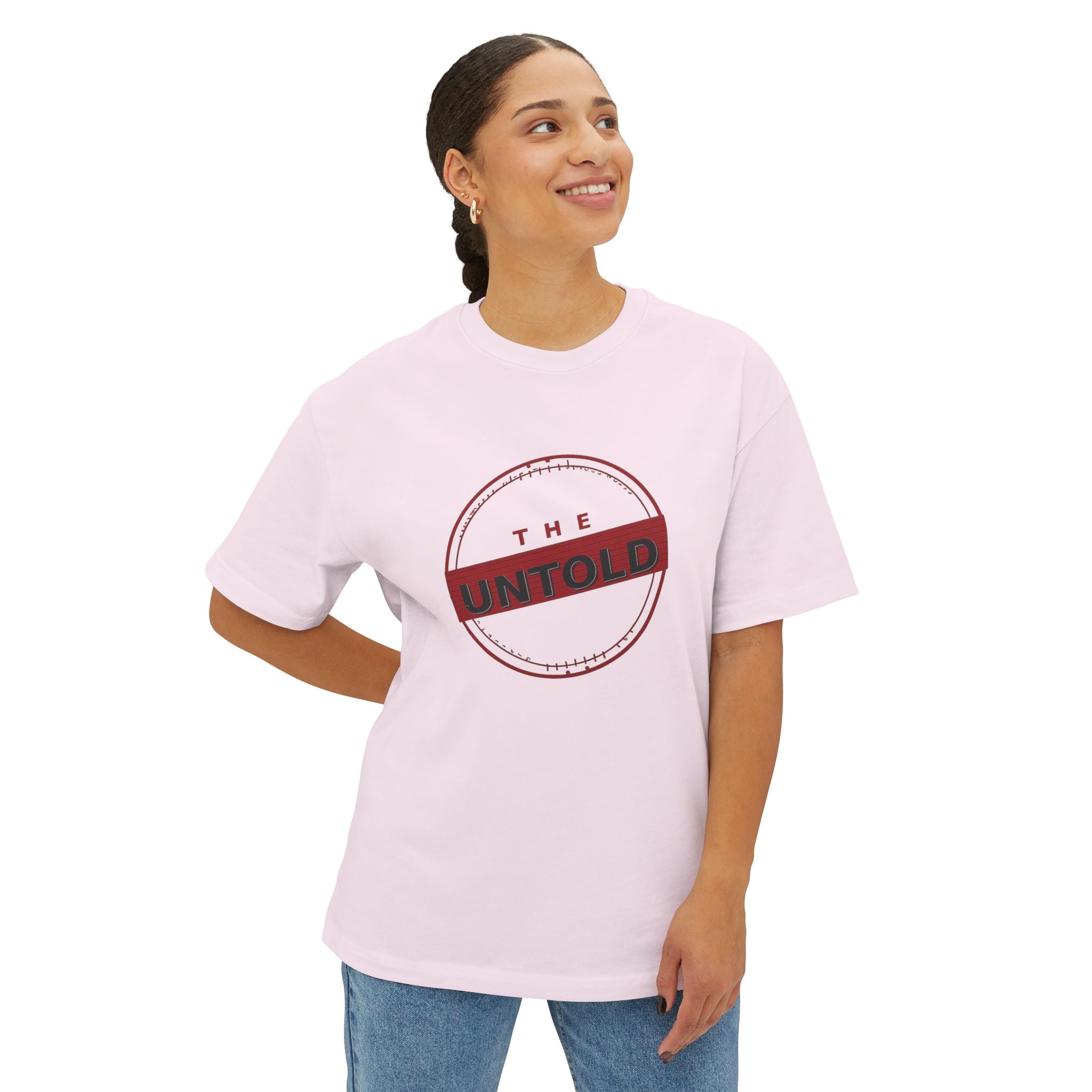 Untold Stamp Graphic Tee — Oversized Boxy Unisex T-Shirt
