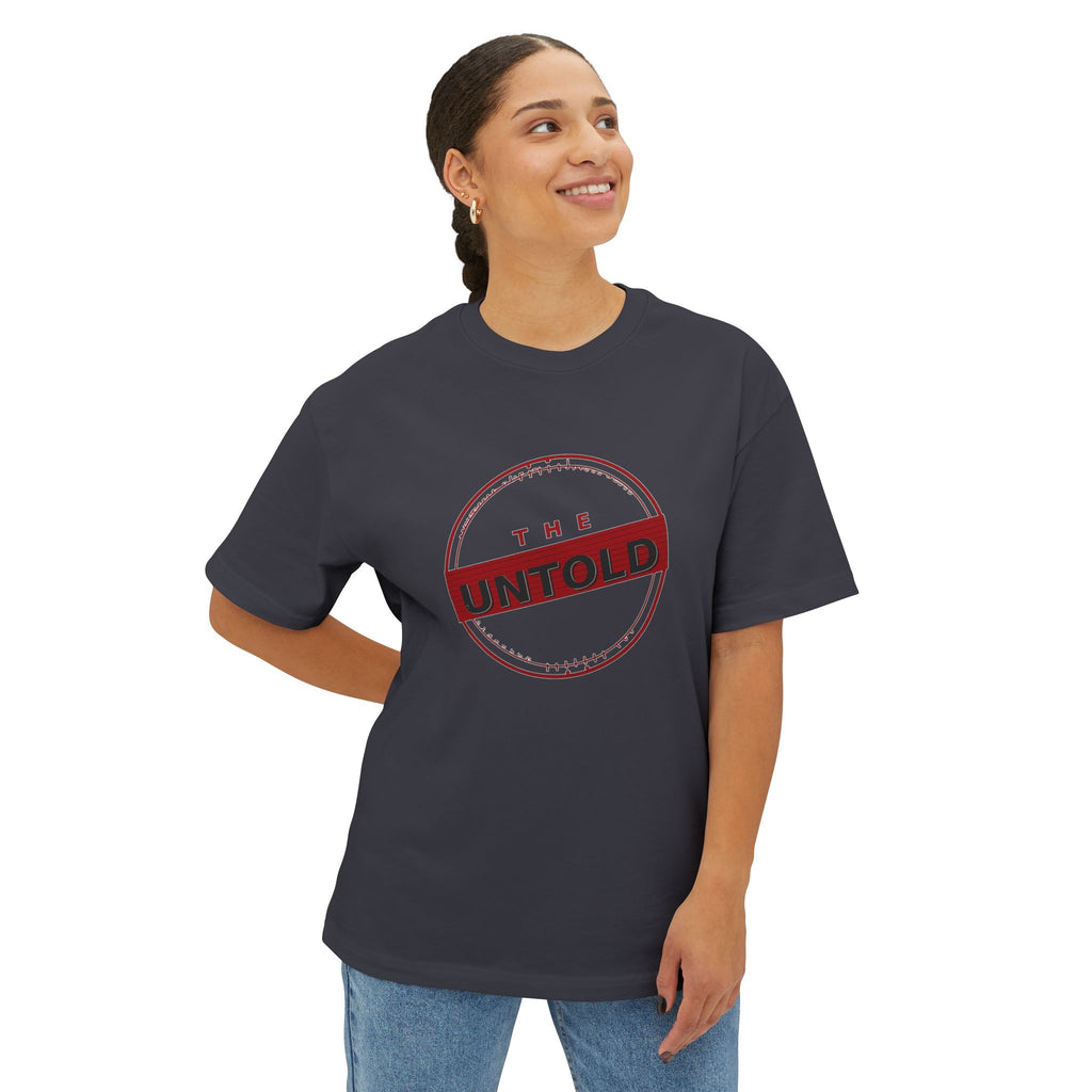 Untold Stamp Graphic Tee — Oversized Boxy Unisex T-Shirt