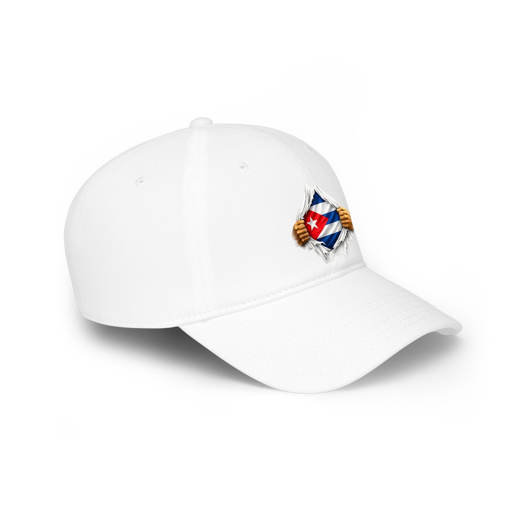 Cuban Ripped Chest Distressed Flag Trucker Hat — Low Profile Baseball Cap