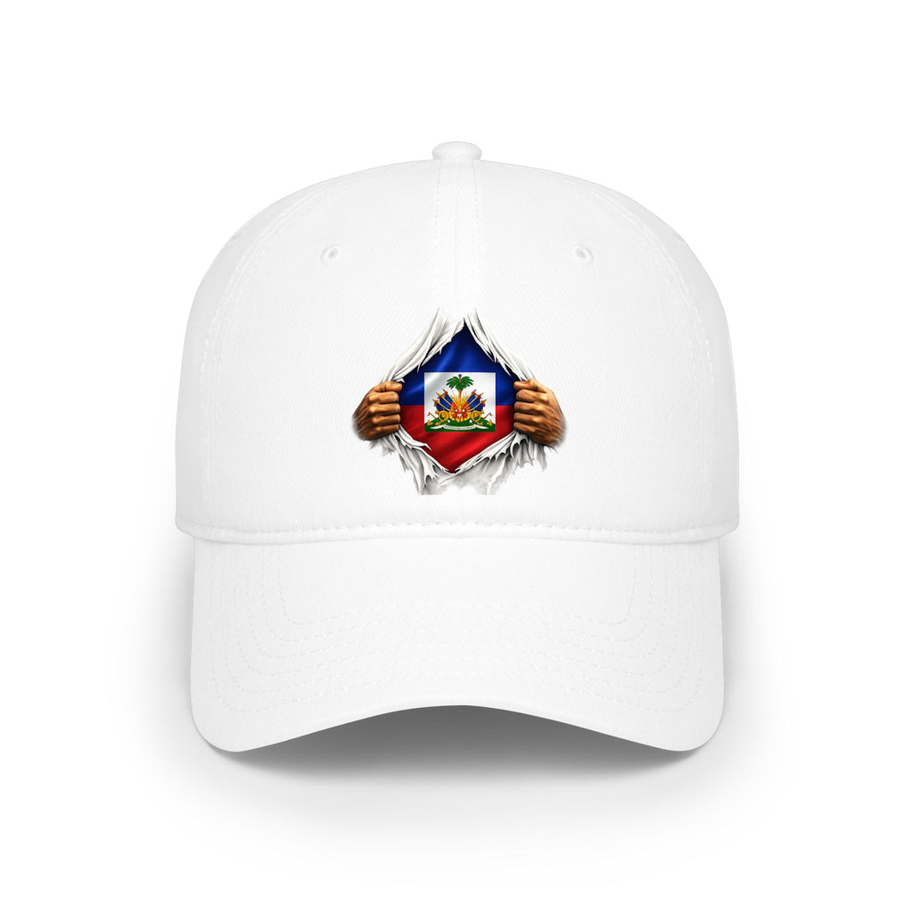 Haiti Distressed Flag Low Profile Baseball Cap — Ripped Chest Trucker Hat