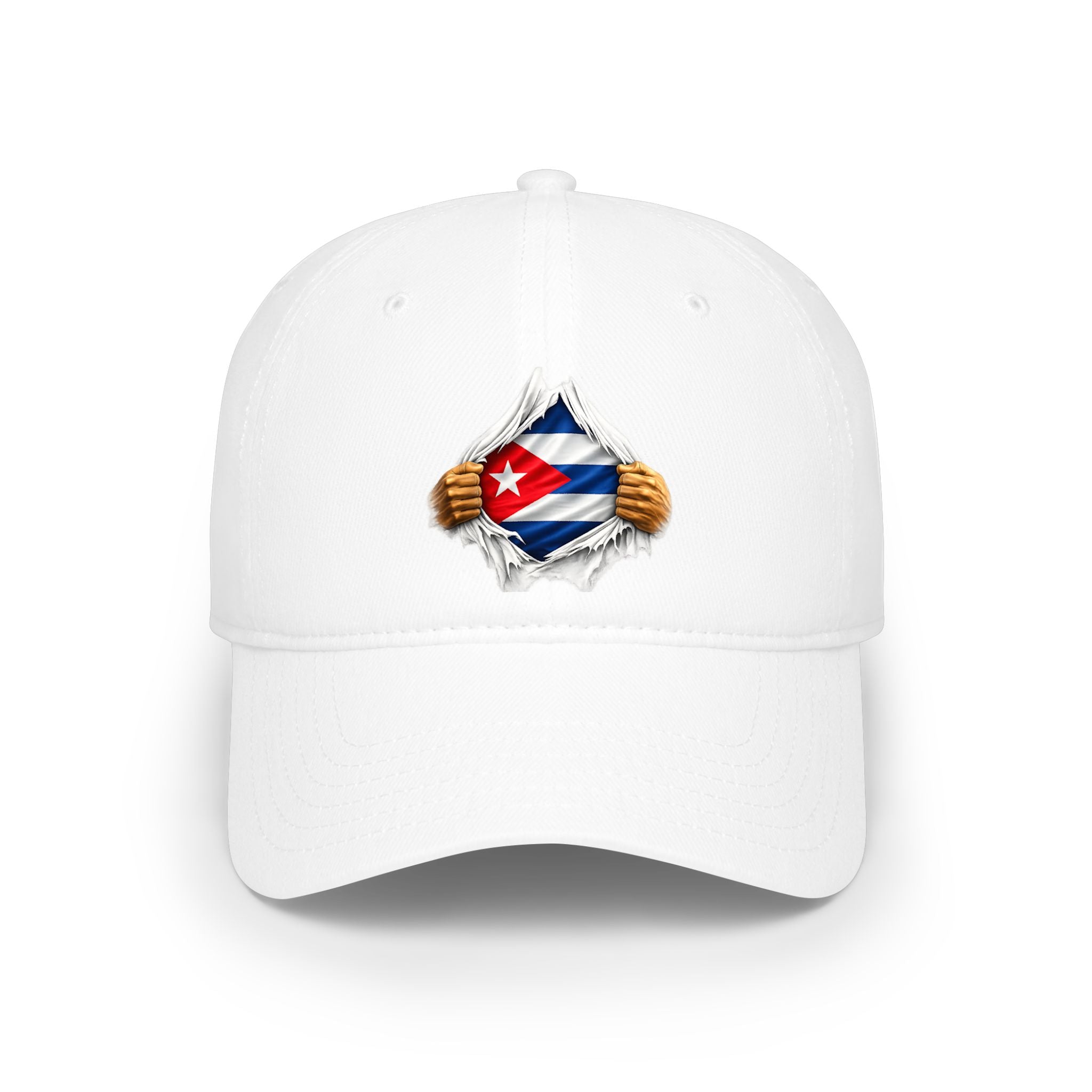 Cuban Ripped Chest Distressed Flag Trucker Hat — Low Profile Baseball Cap