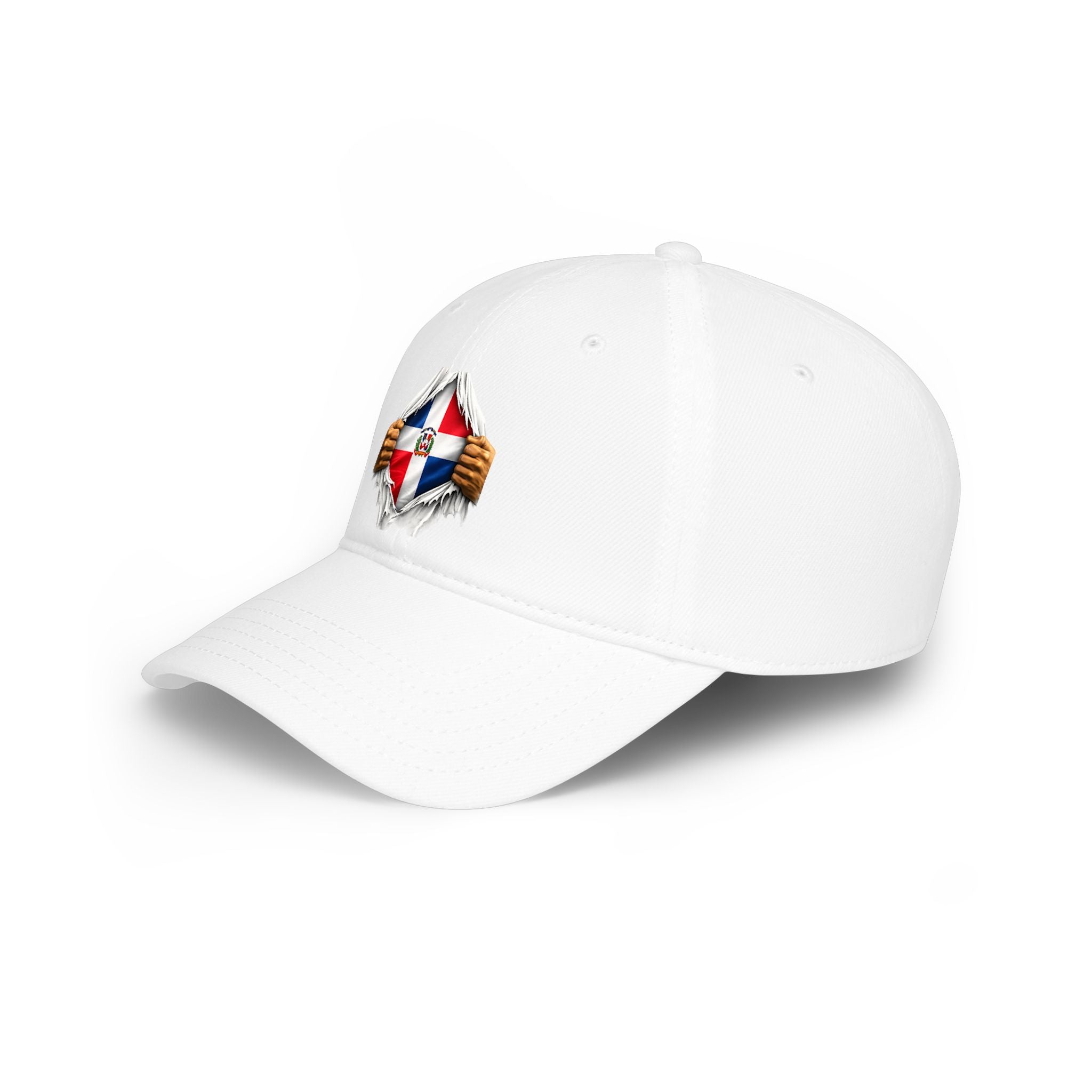 Dominican Republic Distressed Flag Low Profile Baseball Cap — Ripped Chest Trucker Hat