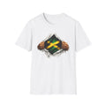 Jamaica Flag Rip Tee — Ripped Chest Reveal Jamaican Pride T-Shirt