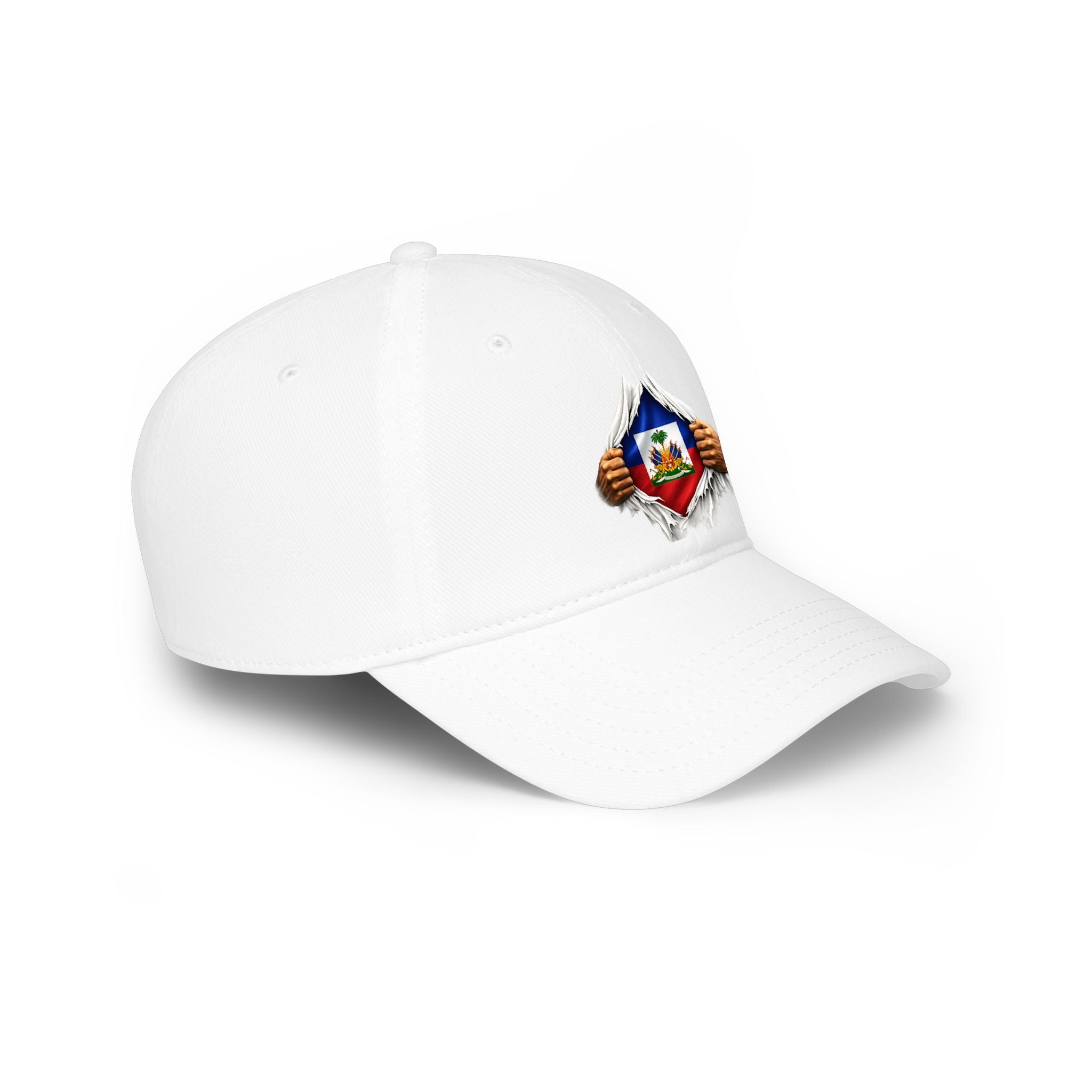 Haiti Distressed Flag Low Profile Baseball Cap — Ripped Chest Trucker Hat