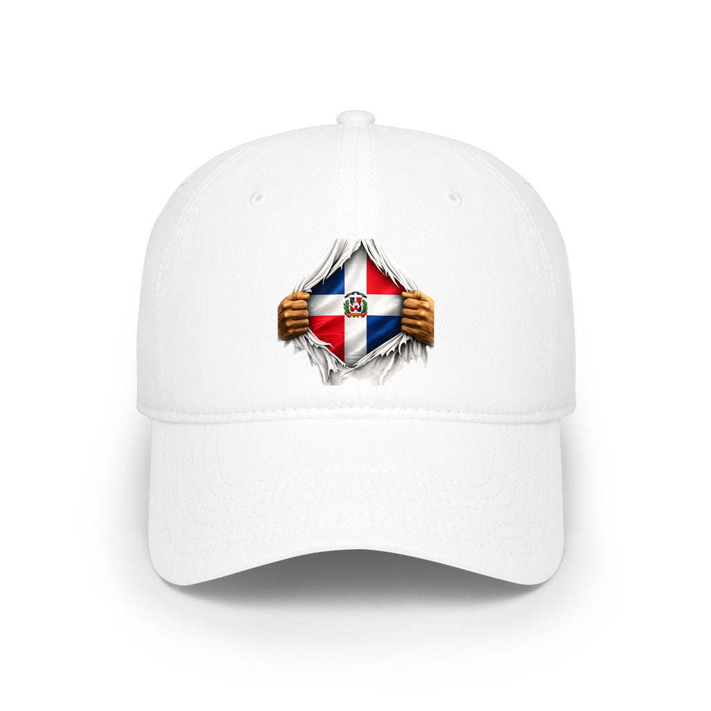 Dominican Republic Distressed Flag Low Profile Baseball Cap — Ripped Chest Trucker Hat