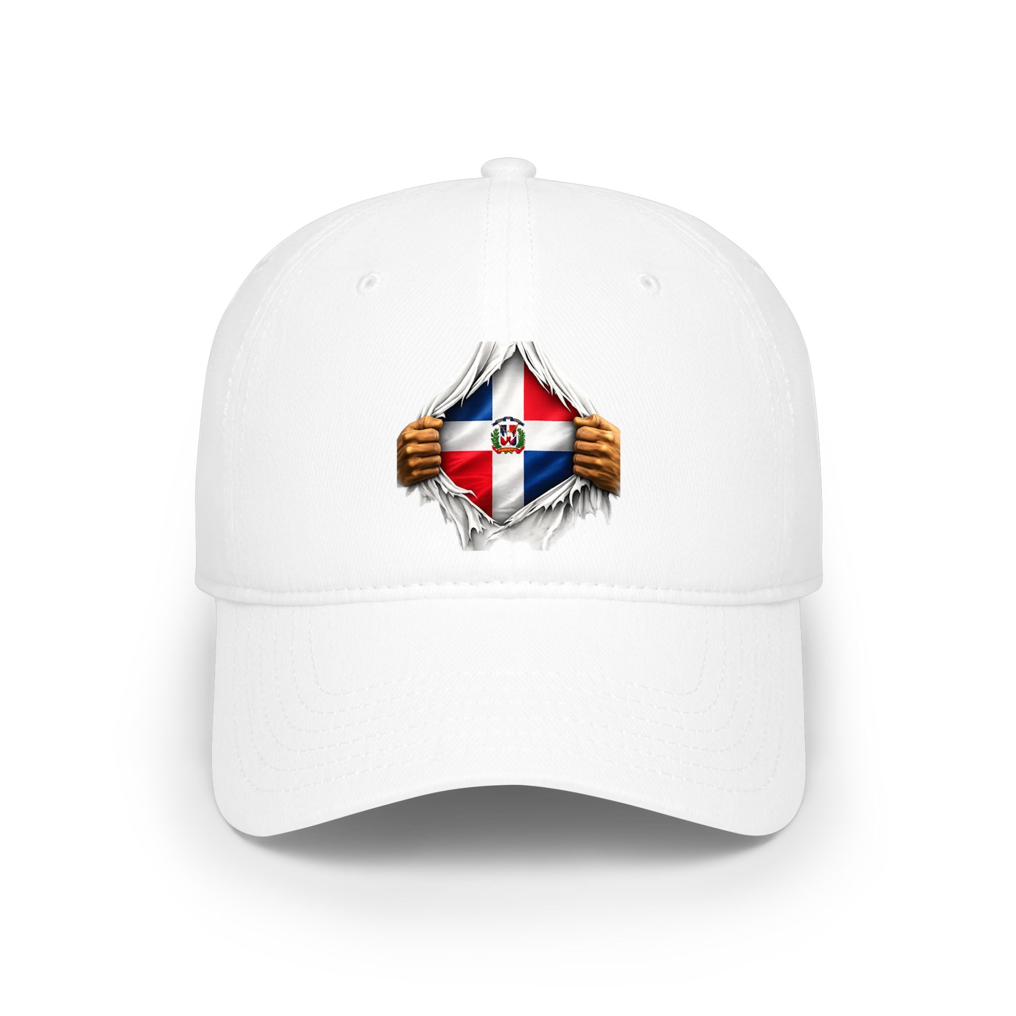 Dominican Republic Distressed Flag Low Profile Baseball Cap — Ripped Chest Trucker Hat