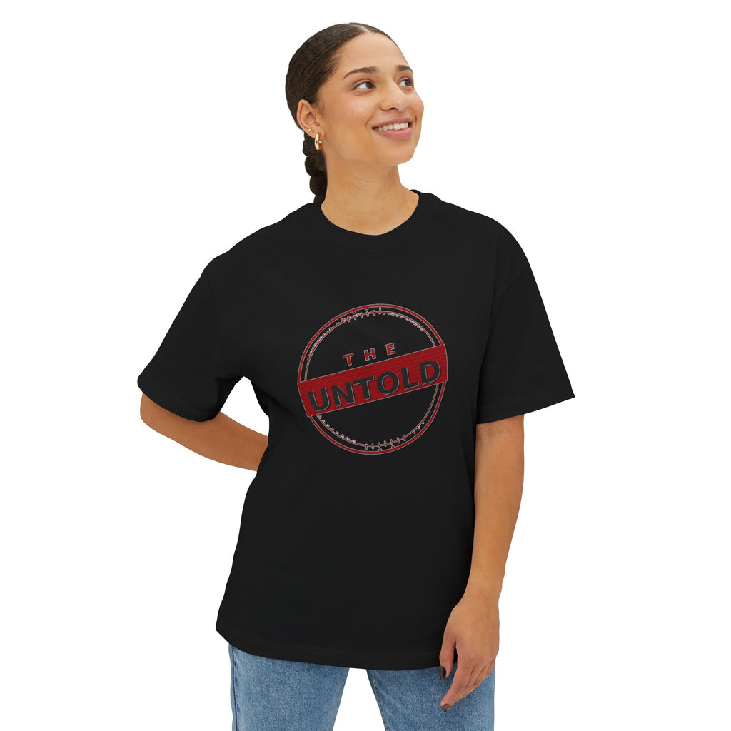 Untold Stamp Graphic Tee — Oversized Boxy Unisex T-Shirt